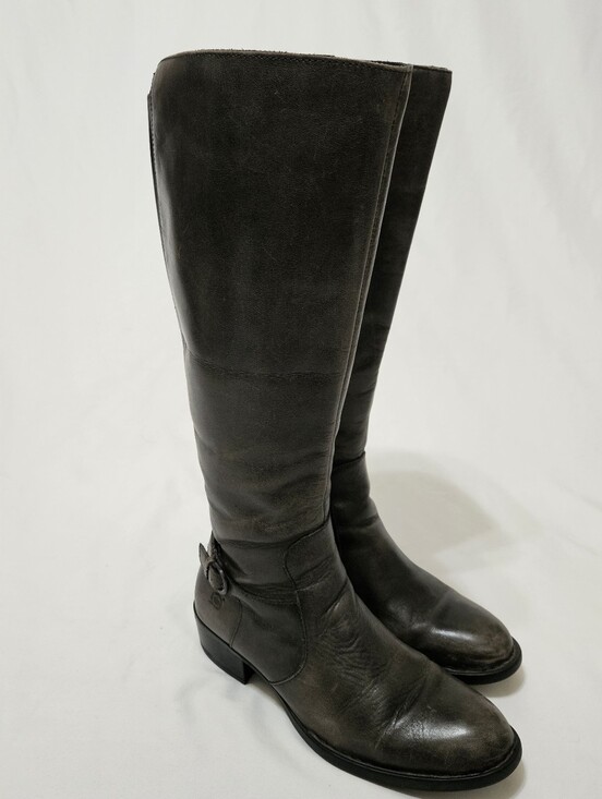 Born Shoes - Born Distressed Gray Helen Knee High Riding Boots Womens Shoes D78660 7.5 M WC